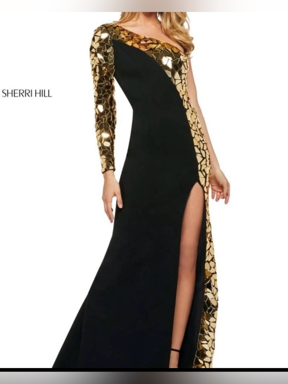 Sherri Hill Black and Gold Gown